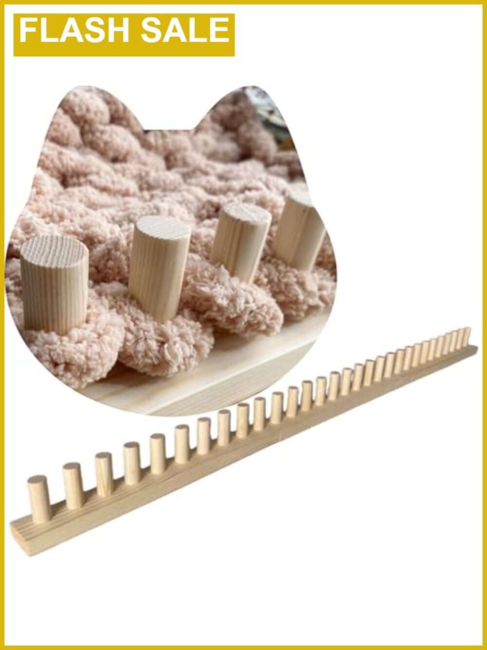 DIY Chunky Knit Blanket Loom Wooden Frame 46'' Adjustable Knitting Kit
